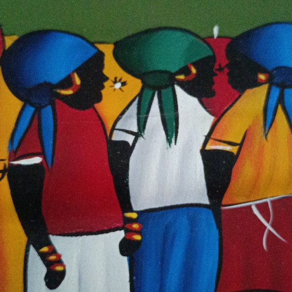 Haitian Folk Art Painting on Cloth - Picture 3 of 4